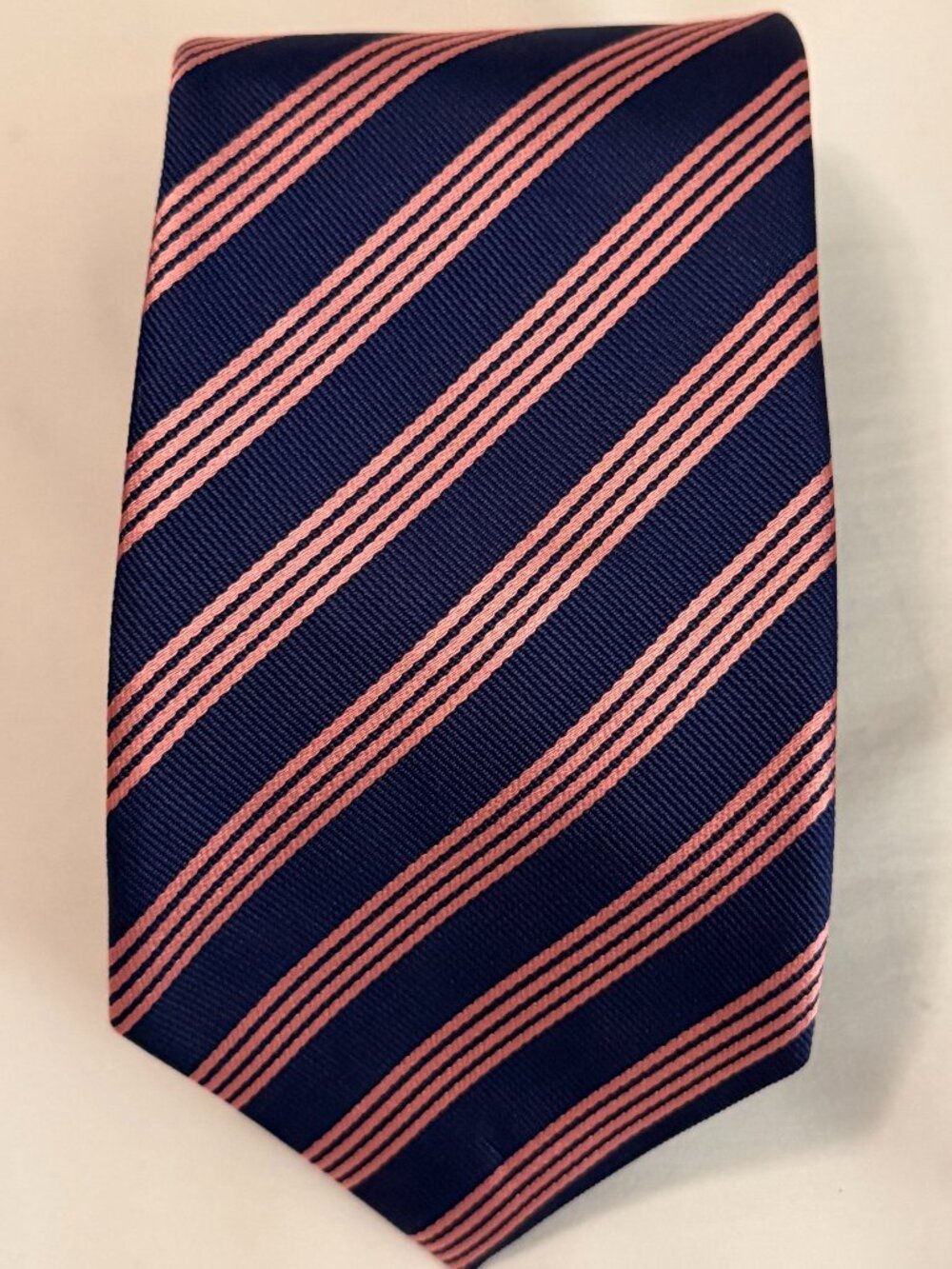 Beautiful Eton Pink & Blue striped Tie 57"